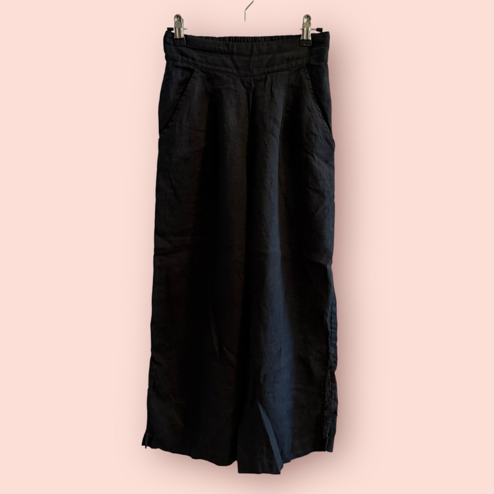 Whimsy + Row Black Linen Wide Leg Pants
